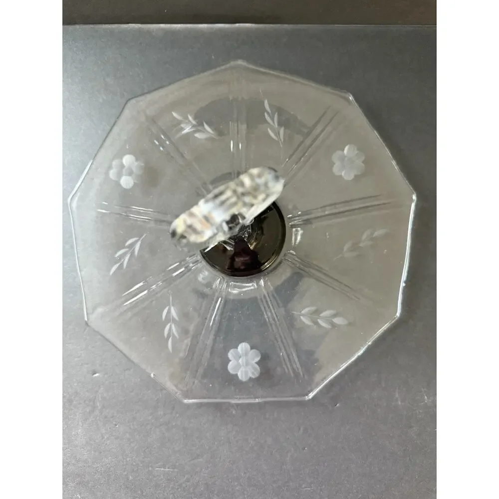 Vintage Tidbit Sandwhich Tray Etched Charcuterie Glass Clear MCM Deco Cottage